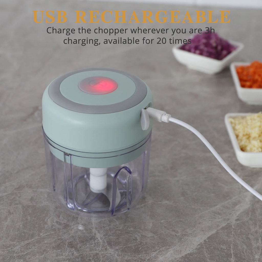 Mini Garlic Chopper, Electric Food Processor, Garlic Mincer Portable Processor for Chop Onion Ginger Vegetable Pepper Spice Meat