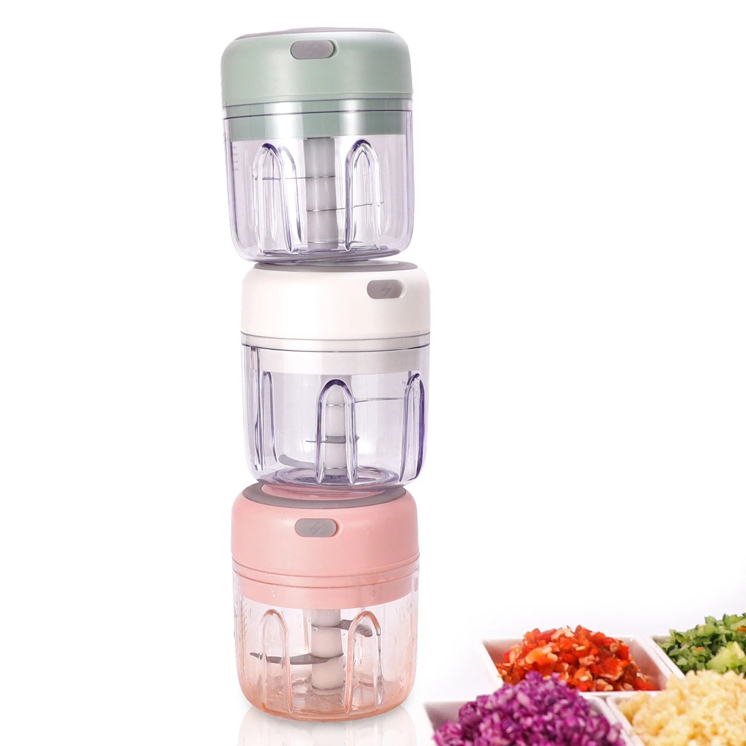 Mini Garlic Chopper, Electric Food Processor, Garlic Mincer Portable Processor for Chop Onion Ginger Vegetable Pepper Spice Meat