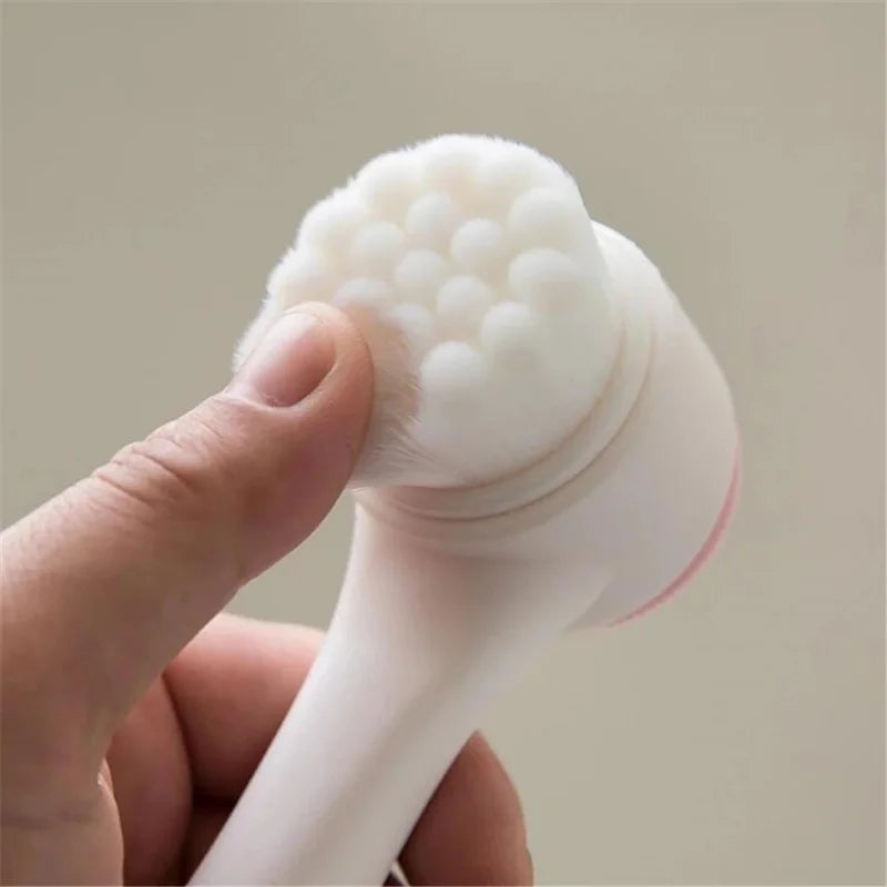 3D Double-Sided Soft Bristled Silicone Facial Brush Manual Massage Brush Cleanser To Remove Black Pores Deep Cleaning Brush