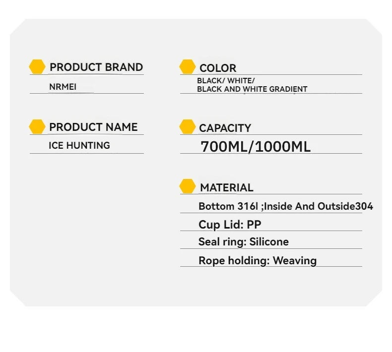 1L Insulated Stainless Steel Bottle Thermos Water Cup Qutdoor Sports with Handle Vacuum Double Wall Flasks