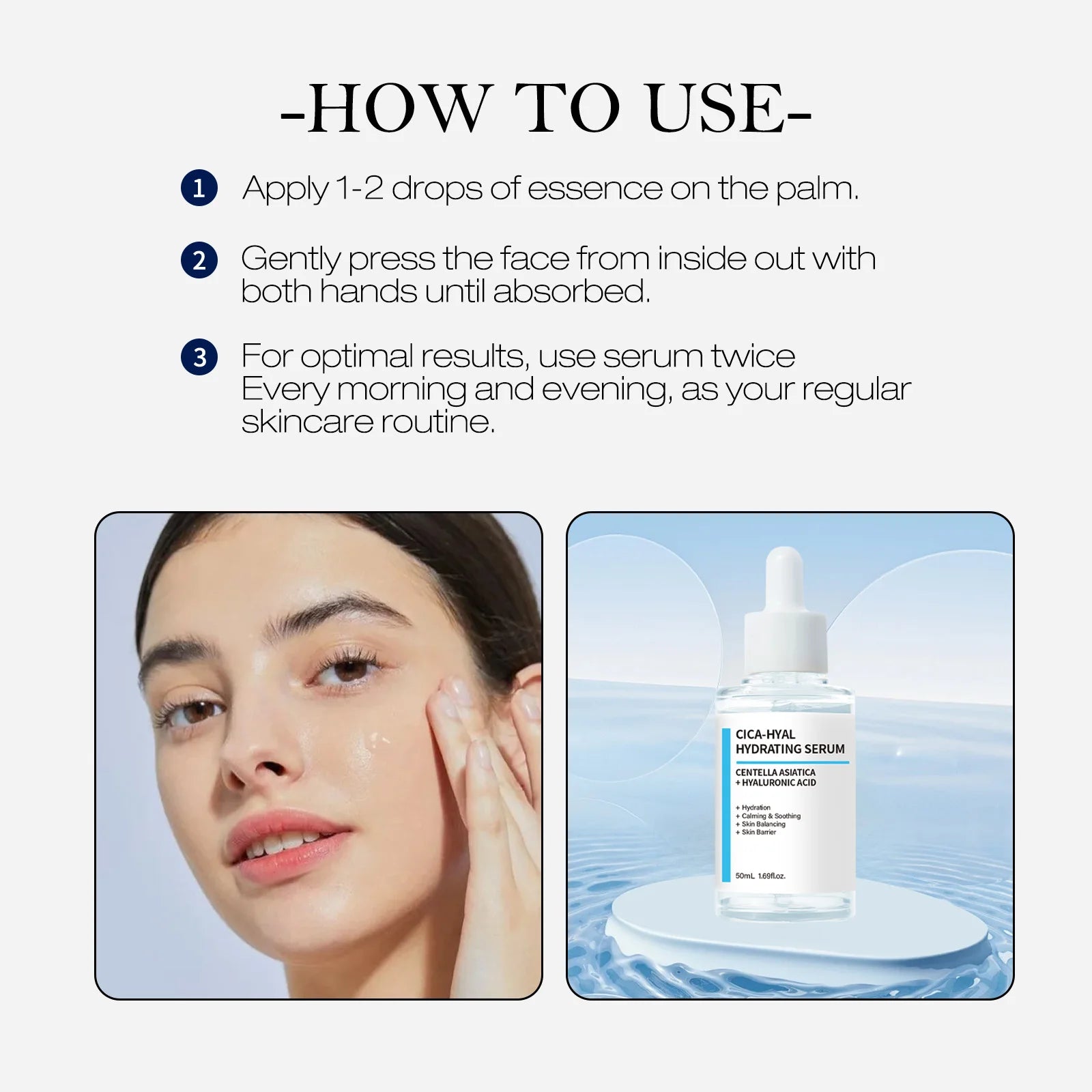 Facial Serum with Hyaluronic Acid Prone and Sensitive Skin Moisturizing Skin Firming Hydrating Dry Skin Care