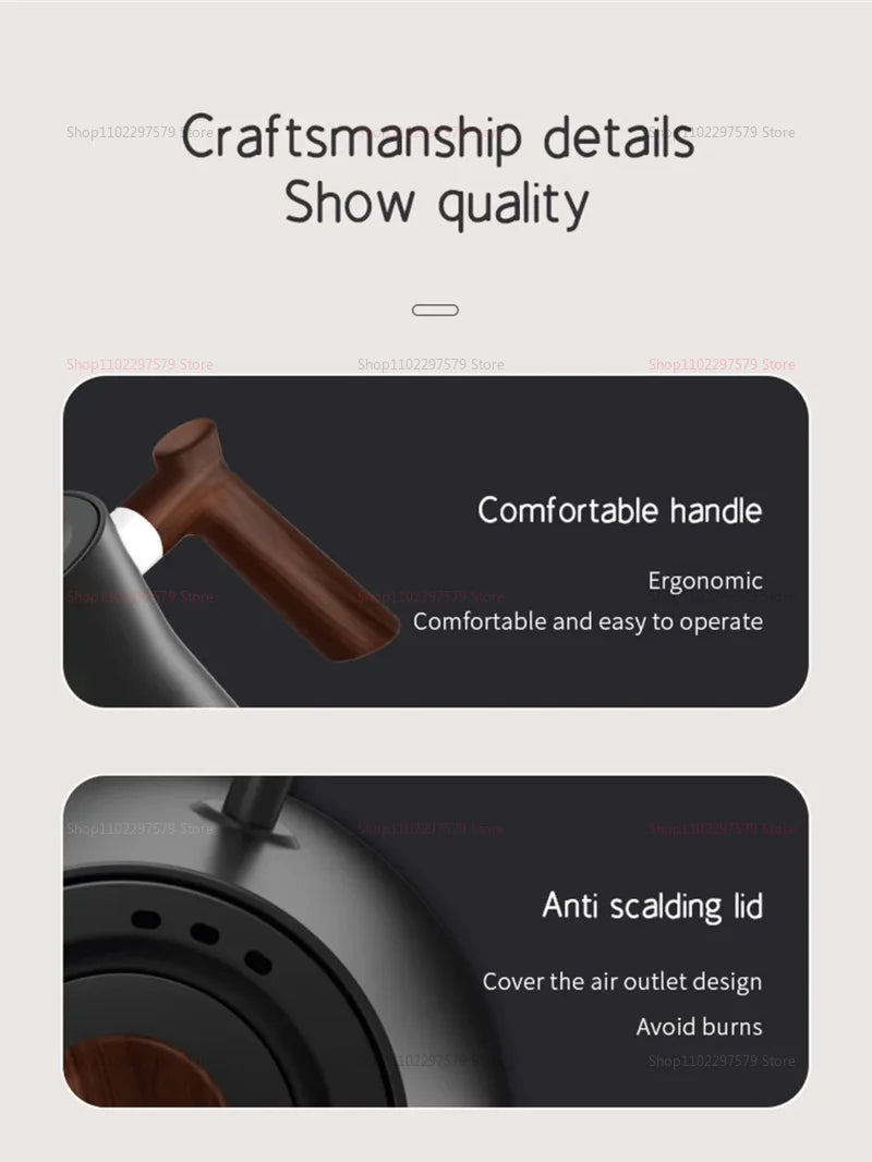 Electric Kettle 0.9L Temperature Control Stainless Steel Inner Quick Heating 1200W Electric Kettles for Pour Over Coffee Tea