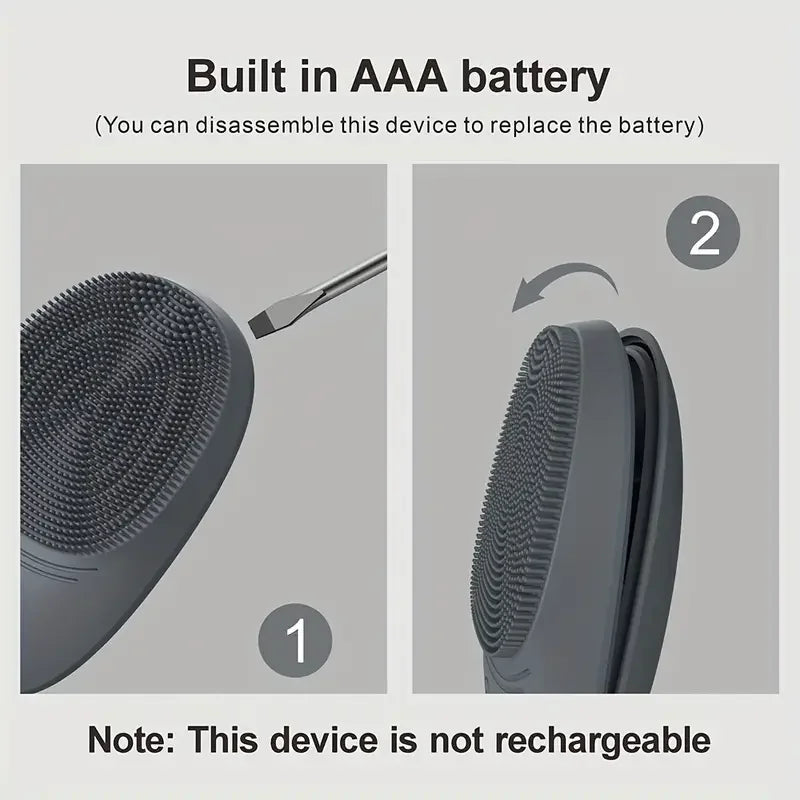 Electric Silicone Facial Cleansing Brush with Deep Pore Cleaning, Cooling Function, Exfoliation for Men & Women, Battery-Powered