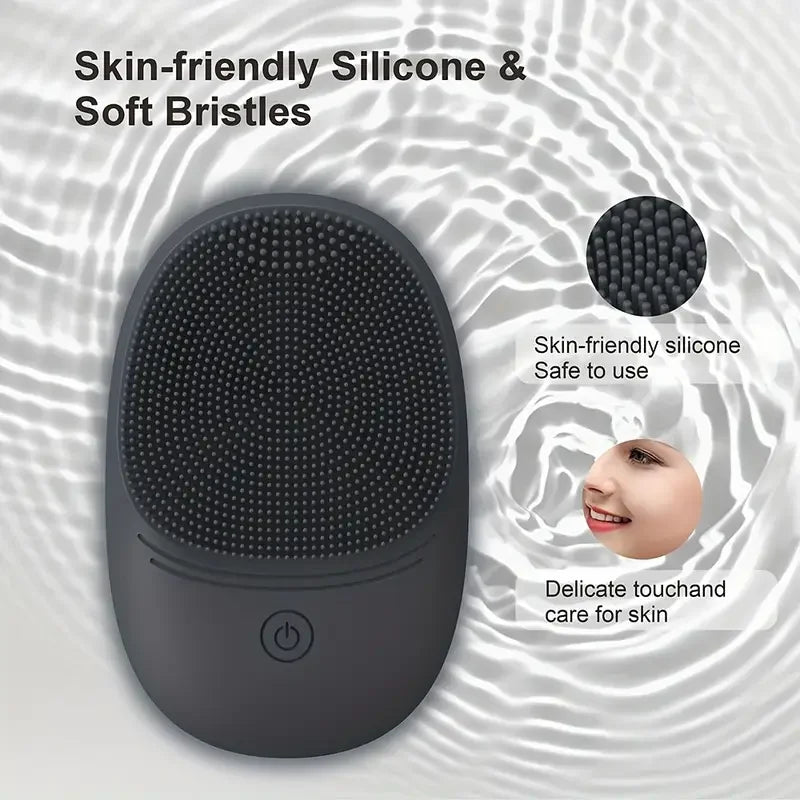 Electric Silicone Facial Cleansing Brush with Deep Pore Cleaning, Cooling Function, Exfoliation for Men & Women, Battery-Powered