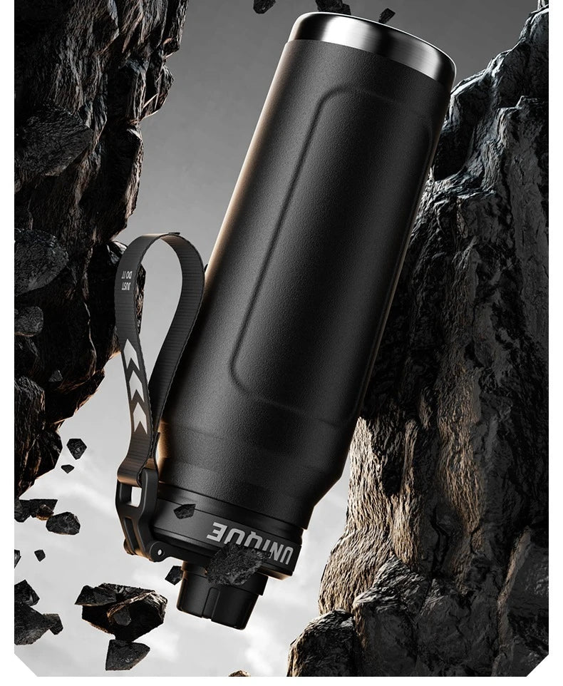 1L Insulated Stainless Steel Bottle Thermos Water Cup Qutdoor Sports with Handle Vacuum Double Wall Flasks