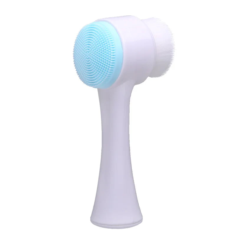 3D Double-Sided Soft Bristled Silicone Facial Brush Manual Massage Brush Cleanser To Remove Black Pores Deep Cleaning Brush