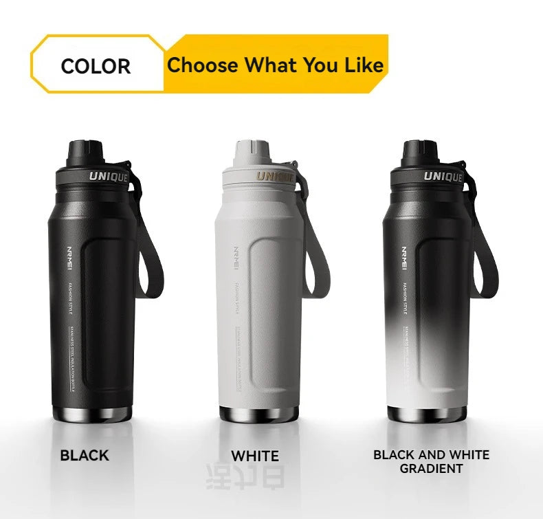 1L Insulated Stainless Steel Bottle Thermos Water Cup Qutdoor Sports with Handle Vacuum Double Wall Flasks