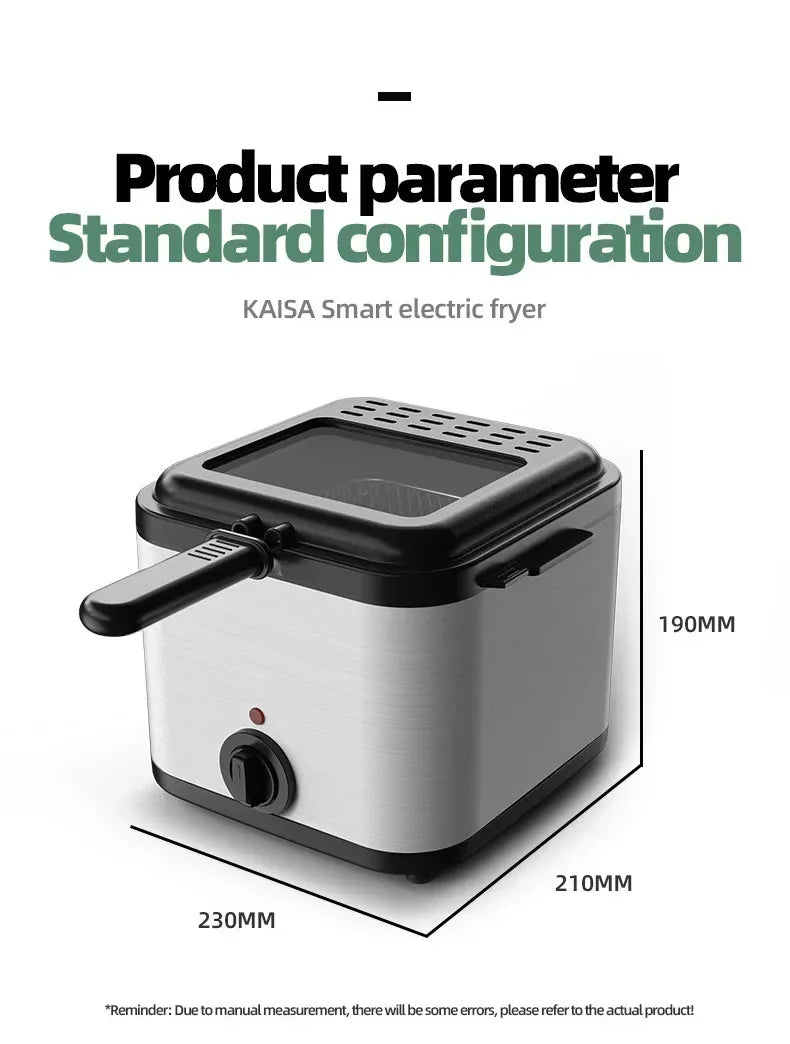 Home Electric French Fries Machine You Tiao Machine 2.5L Household Stainless Steel Fryer 220V/1000W Integrated Self-heating Elec