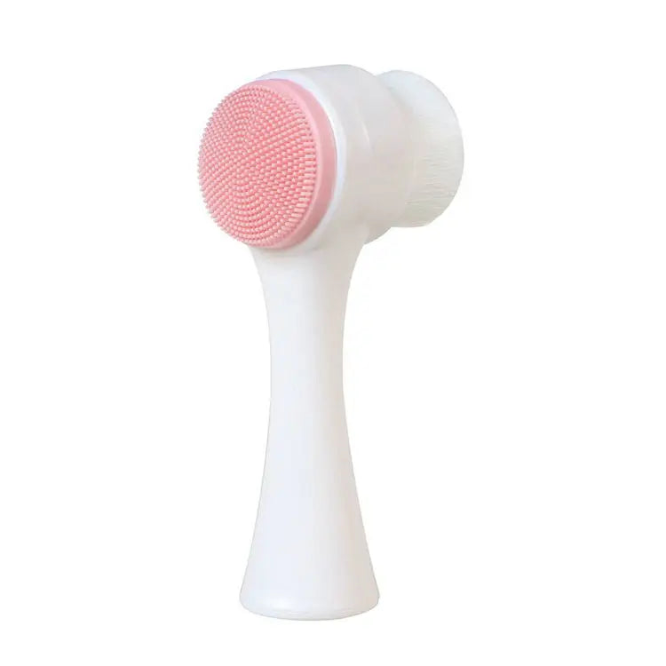 3D Double-Sided Soft Bristled Silicone Facial Brush Manual Massage Brush Cleanser To Remove Black Pores Deep Cleaning Brush
