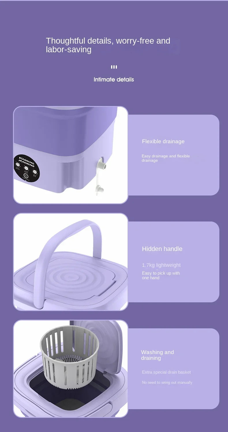 Mini Portable Folding Washing Machine For Home Dormitory Student Single Person Travel Automatic Small Washing Machine