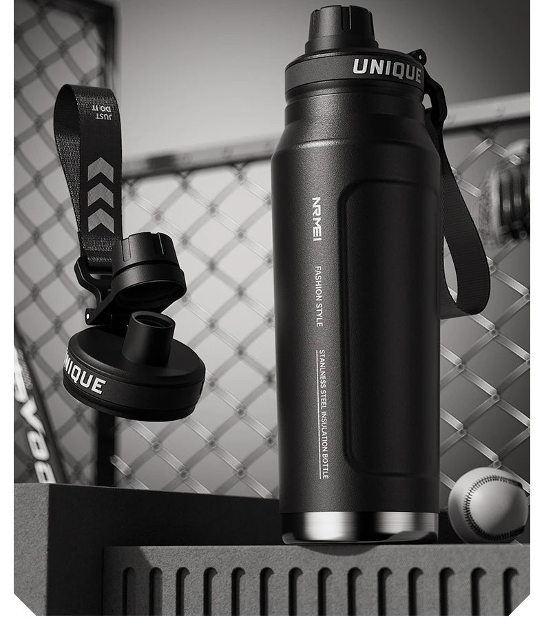 1L Insulated Stainless Steel Bottle Thermos Water Cup Qutdoor Sports with Handle Vacuum Double Wall Flasks