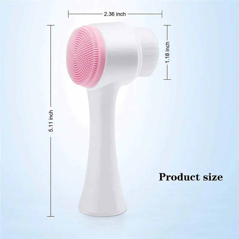 3D Double-Sided Soft Bristled Silicone Facial Brush Manual Massage Brush Cleanser To Remove Black Pores Deep Cleaning Brush