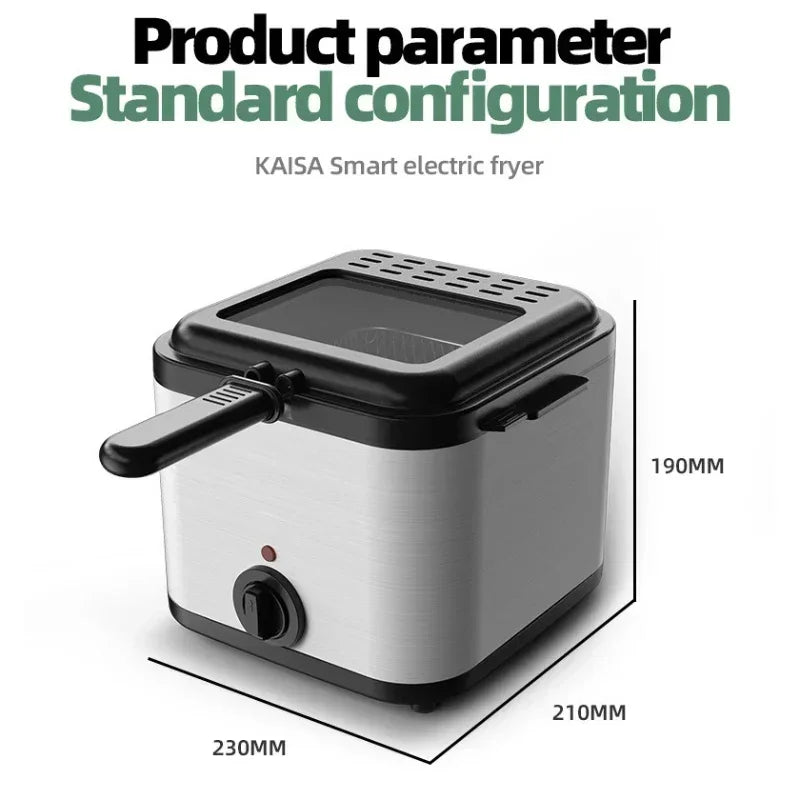 Home Electric French Fries Machine You Tiao Machine 2.5L Household Stainless Steel Fryer 220V/1000W Integrated Self-heating Elec