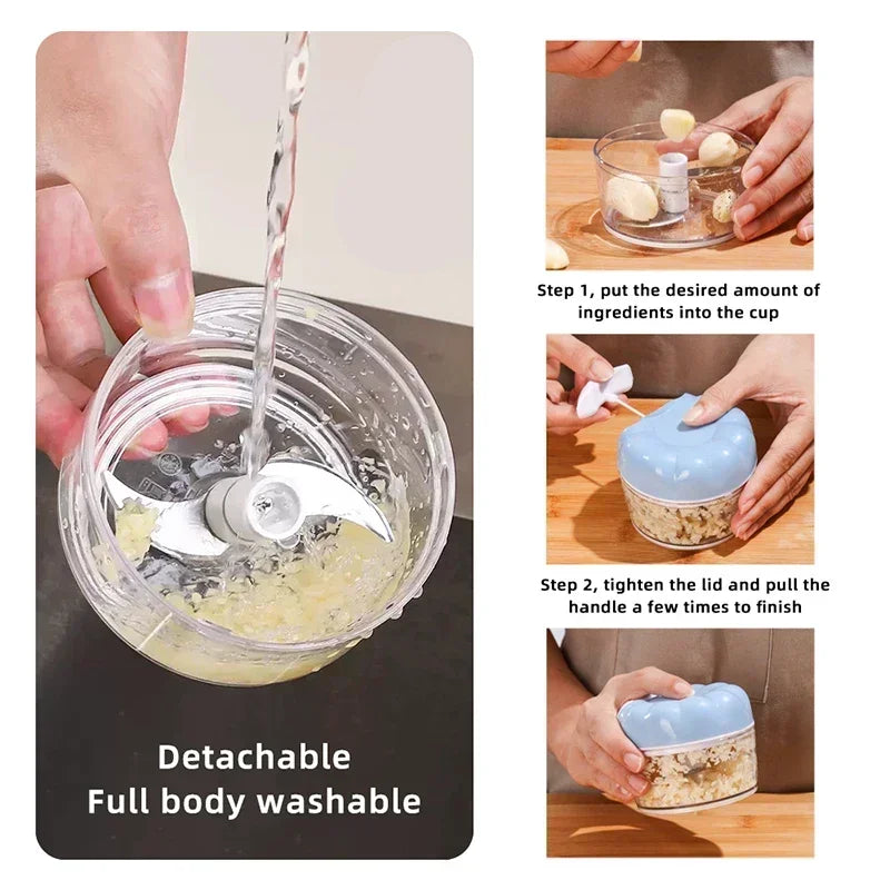 Mini Food Garlic Vegetable Grinder Chopper Mincer Crusher Press Portable Kitchen Gadget Multifunctional Onion Vegetable Machine