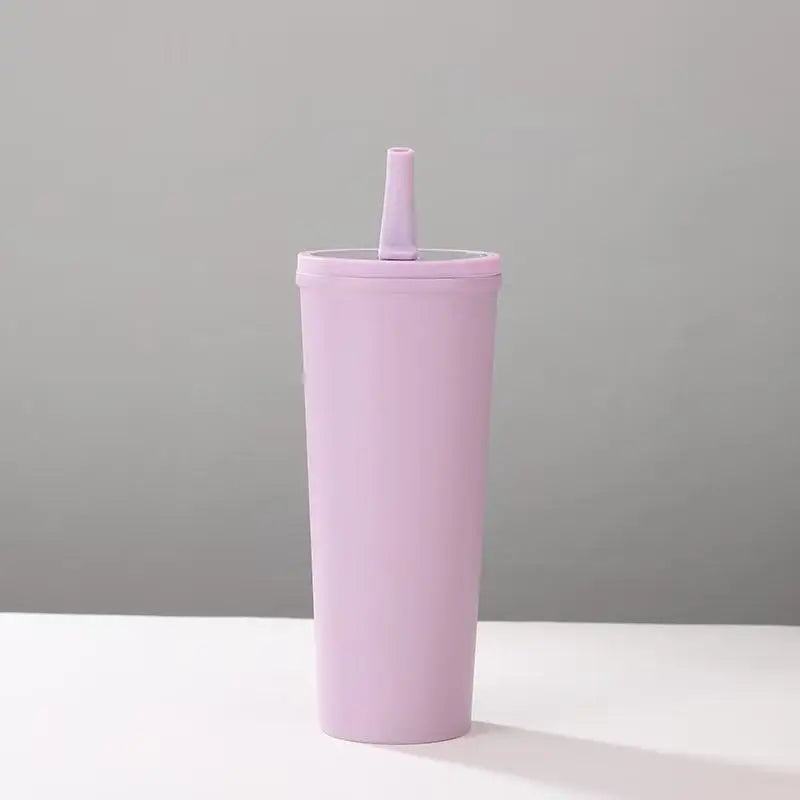 Thick Insulated Stainless Steel Water Bottle, Leak-Proof Design, Foldable Straw Lid, Suitable for Cold & Hot Drinks, Simple Fashion