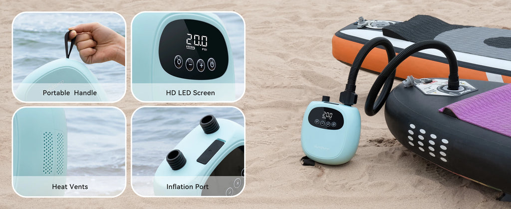 dwndpump Electric 20PSI SUP Pump 38.48Wh Battery Paddle Board Inflation Deflation for Kayak Boat Surfing Board Stand Up Paddle