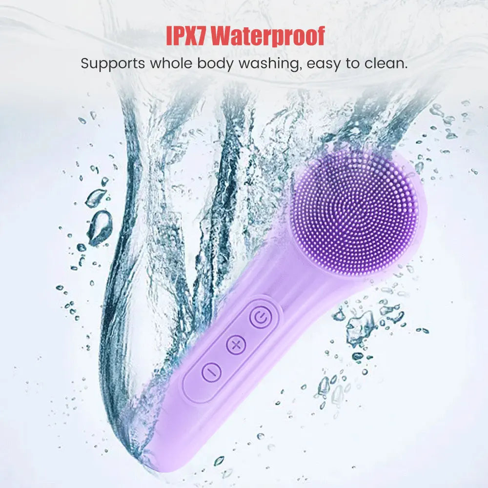 Electric Facial Cleansing Brush Ultrasonic Vibration Silicone Face Cleanser Deep Pores Washing Skin Blackhead Cleaning Massager