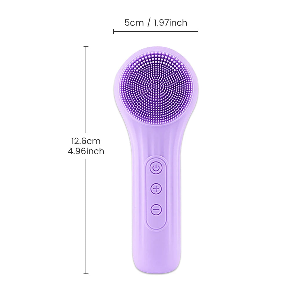 Electric Facial Cleansing Brush Ultrasonic Vibration Silicone Face Cleanser Deep Pores Washing Skin Blackhead Cleaning Massager