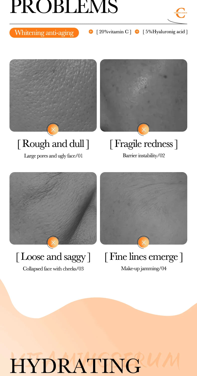 BIOAQUA Vitamin C Retinol Hyaluronic Acid Serum Moisturizing Brightening Hydrating Firming Facial Essence Beauty Face Skin Care