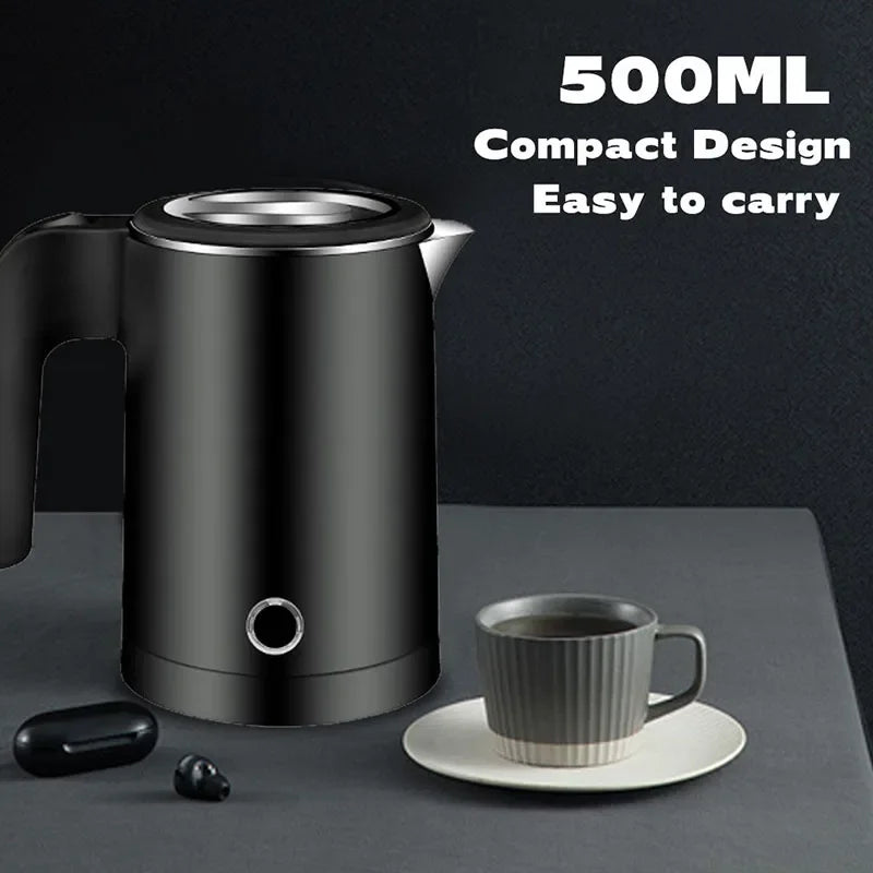 Travel Electric Kettle 500ML Stainless Steel Portable Water Boiler for Tea Coffee Family Hotel Kitchen Smart Travel Kettle