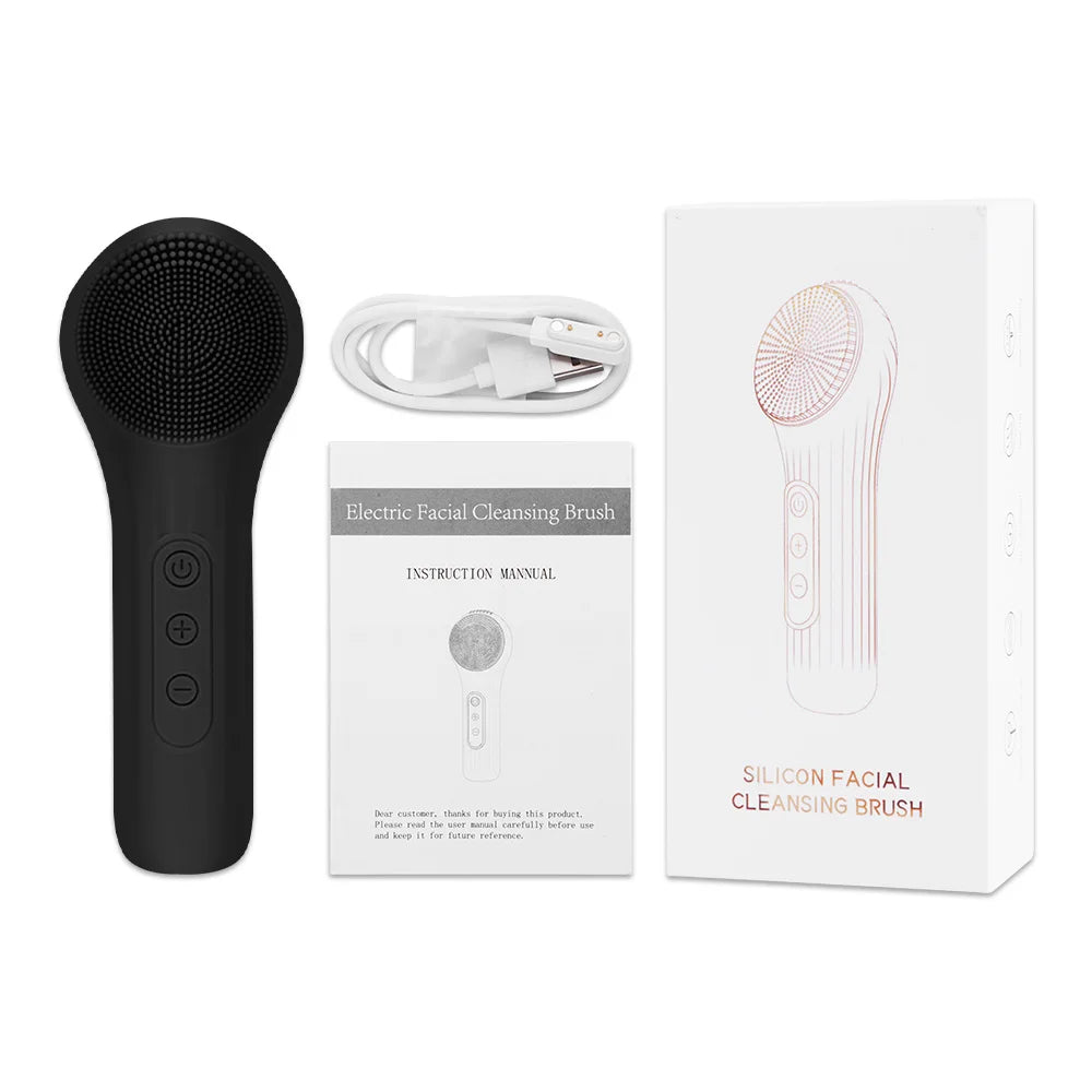 Electric Facial Cleansing Brush Ultrasonic Vibration Silicone Face Cleanser Deep Pores Washing Skin Blackhead Cleaning Massager
