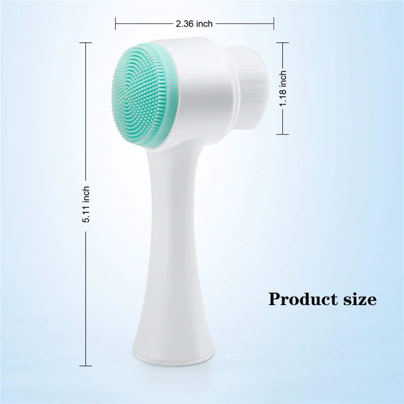 3D Double-Sided Soft Bristled Silicone Facial Brush Manual Massage Brush Cleanser To Remove Black Pores Deep Cleaning Brush