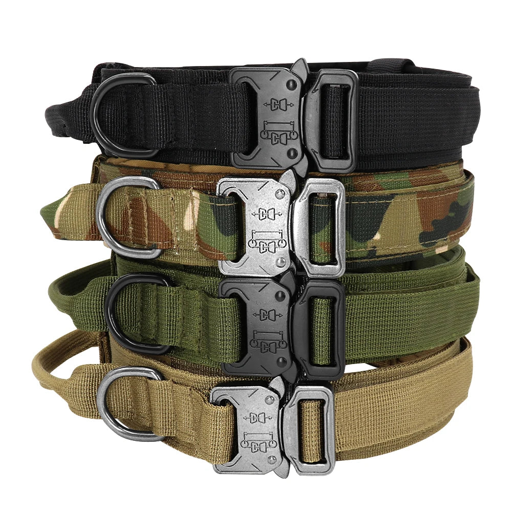 Military Tactical Dog Collar Nylon Dogs Collars Durable Pet Training Necklace Adjustable For Medium Large Dogs French Bulldog