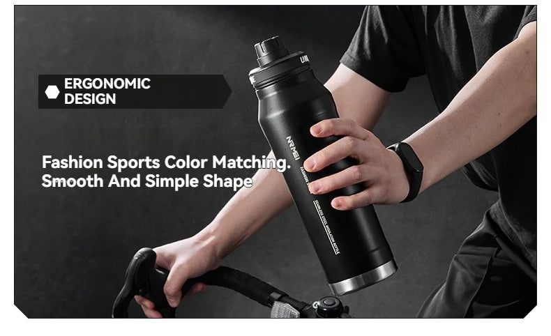 1L Insulated Stainless Steel Bottle Thermos Water Cup Qutdoor Sports with Handle Vacuum Double Wall Flasks
