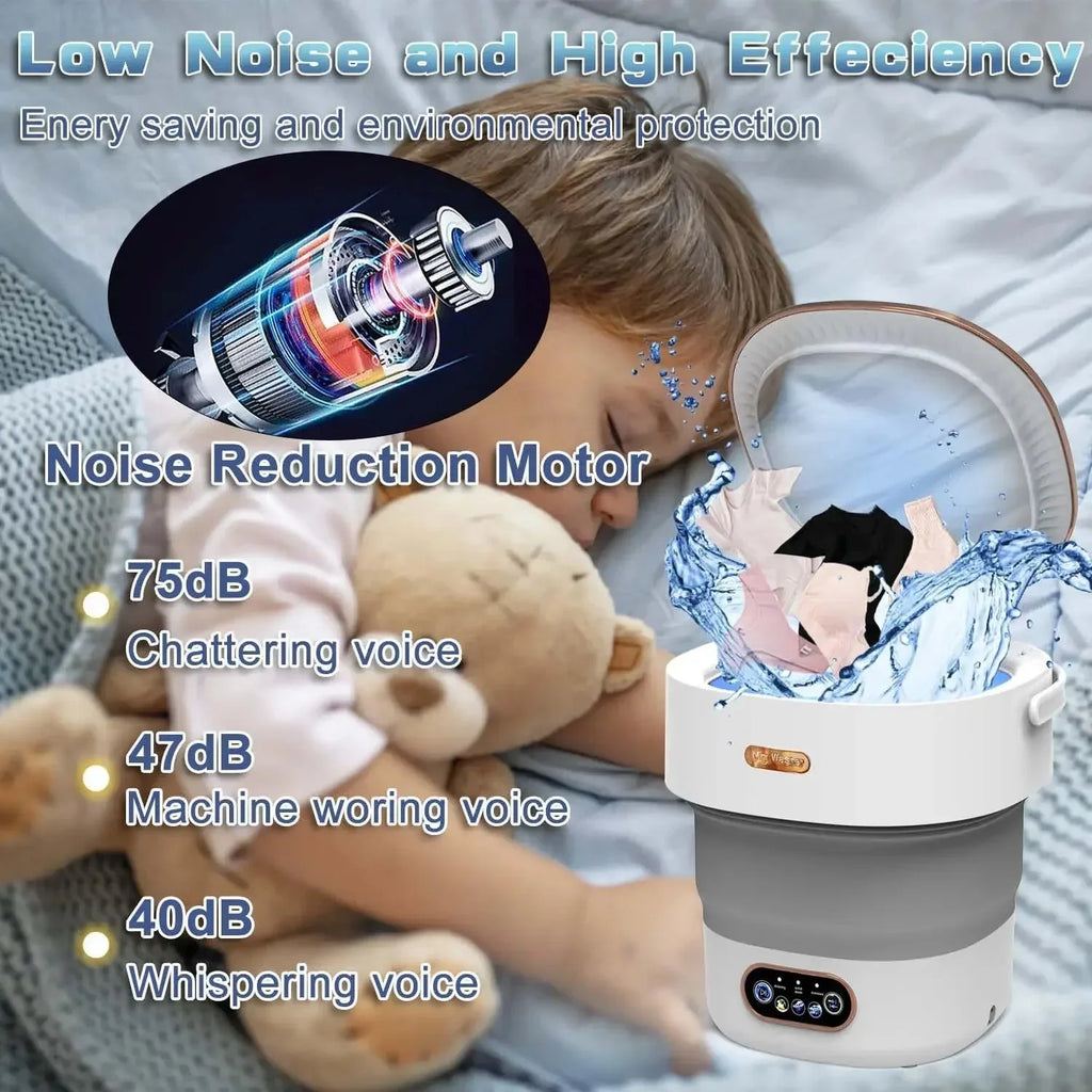 Mini Portable Washer for Underwear Pants & Socks - 15L High-Capacity Foldable Spin Basket with Hidden Drainage Pipe