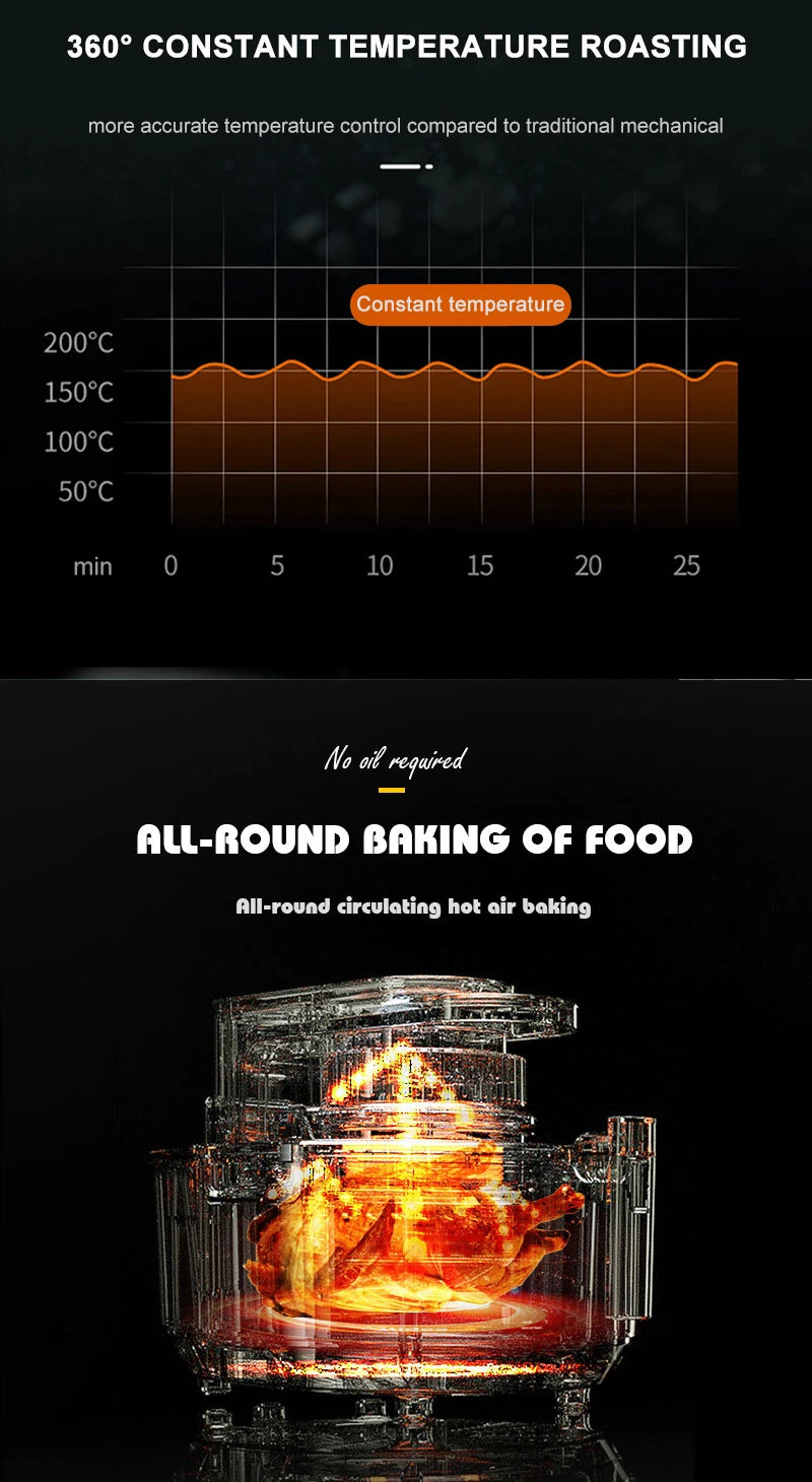 Multifunctional Home Air Fryer Without Oil Intelligence 6L Oven 220V 1100W LED Touch Panel Temperature Control Visual Air Frying