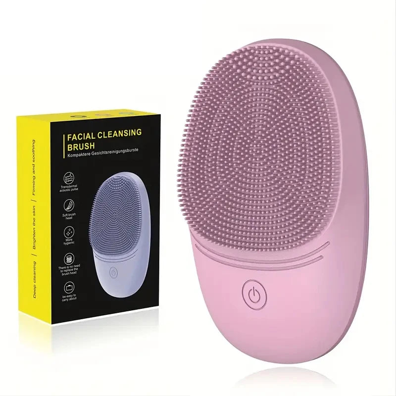 Electric Silicone Facial Cleansing Brush with Deep Pore Cleaning, Cooling Function, Exfoliation for Men & Women, Battery-Powered