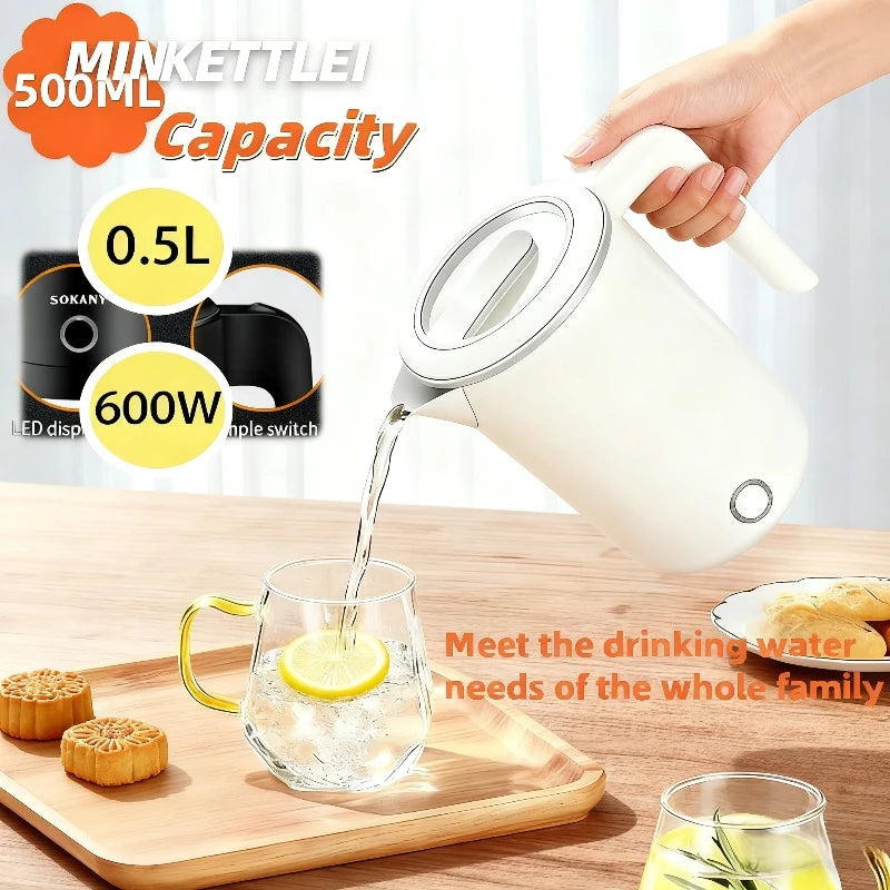 500ML Large Capacity Electric Kettle Stainless Steel Portable Water Boiler Fast Boil Smart Kettle for Home Hotel Water Kettle