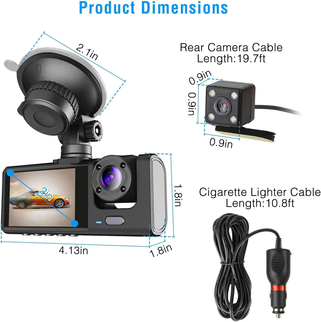 2/3Camera WIFI Dash Cam Cabin Car Dvr 1080P Interior Vehicle Three Way Channel Dvrs Recorder Video Registrator Dashcam Camcorder
