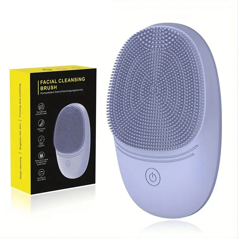 Electric Silicone Facial Cleansing Brush with Deep Pore Cleaning, Cooling Function, Exfoliation for Men & Women, Battery-Powered