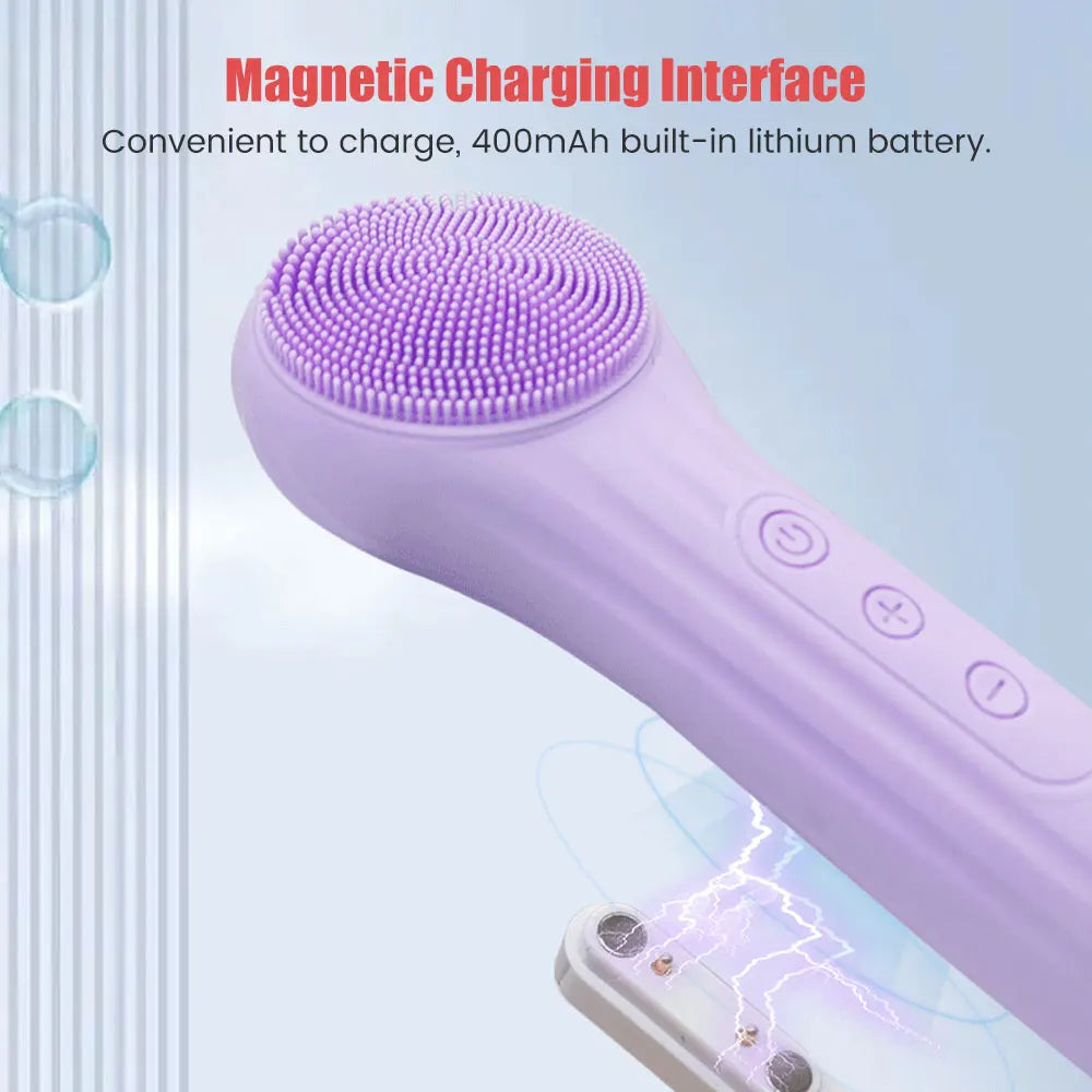 Electric Facial Cleansing Brush Ultrasonic Vibration Silicone Face Cleanser Deep Pores Washing Skin Blackhead Cleaning Massager