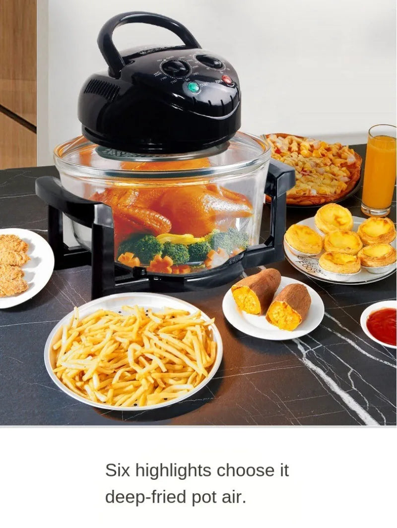 12L Air Fryer Oil-free Electric Fryers Visible Household Automatic Oven Deep Fryer Multifunctional Cooker French Fries Pan 220V