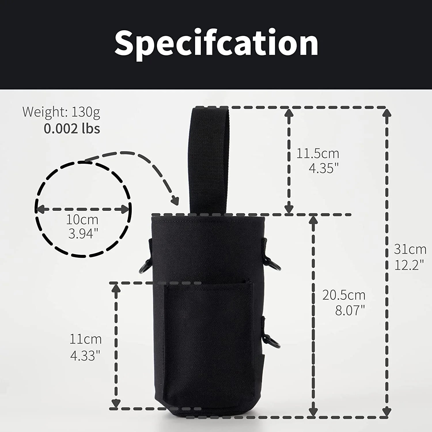 Magnetic Gym Water Bottle Bag Holder, Built-in Magnet for Easy Attachment to Metal Surface, Magnetic Bottle Sleeve Pouch