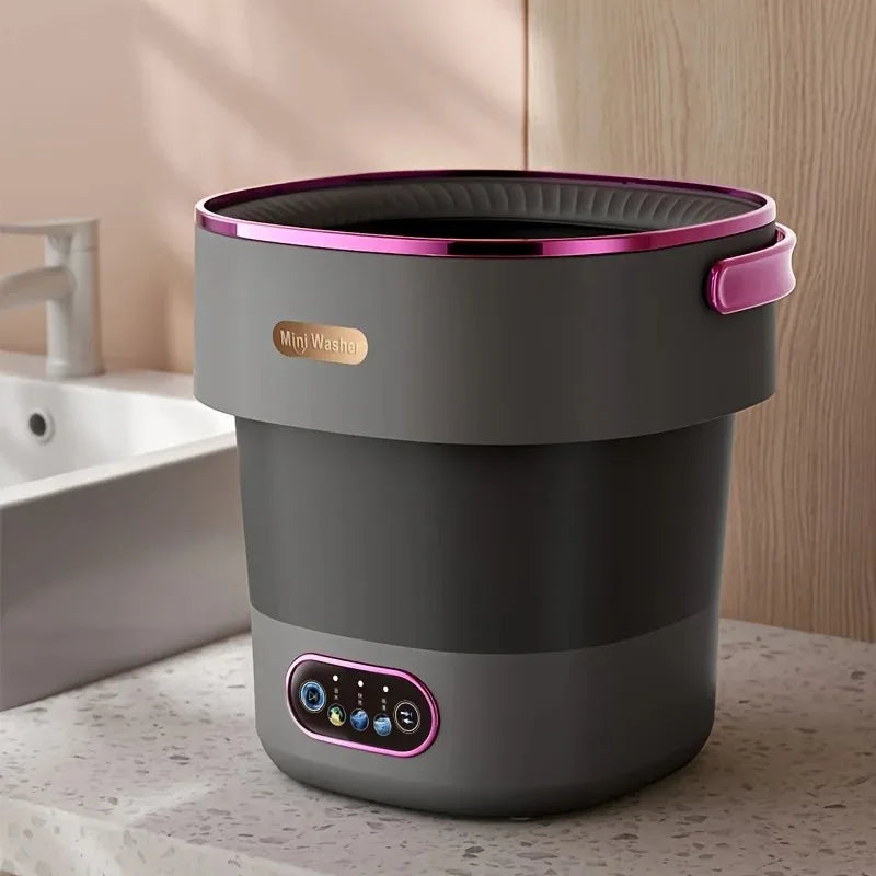 Mini Portable Washer for Underwear Pants & Socks - 15L High-Capacity Foldable Spin Basket with Hidden Drainage Pipe