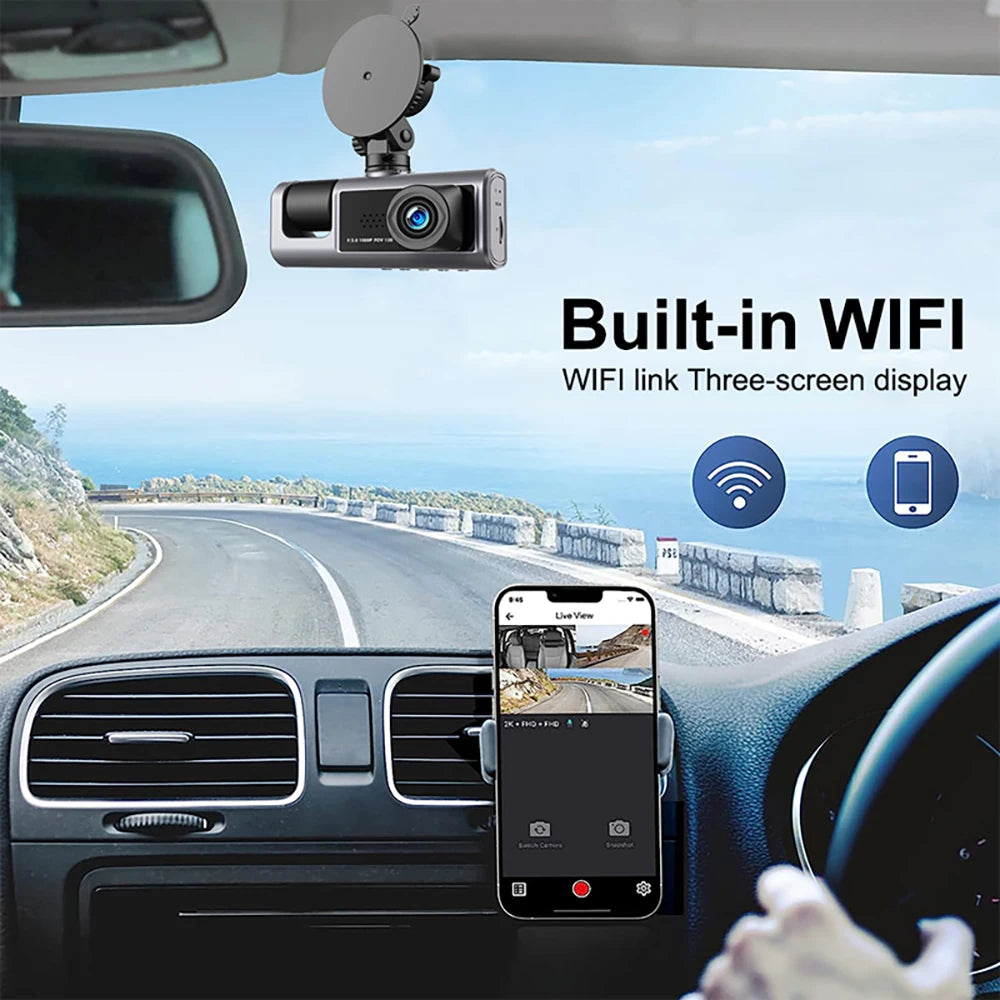 2/3Camera WIFI Dash Cam Cabin Car Dvr 1080P Interior Vehicle Three Way Channel Dvrs Recorder Video Registrator Dashcam Camcorder