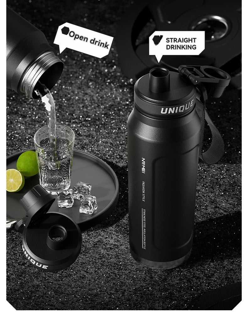 1L Insulated Stainless Steel Bottle Thermos Water Cup Qutdoor Sports with Handle Vacuum Double Wall Flasks