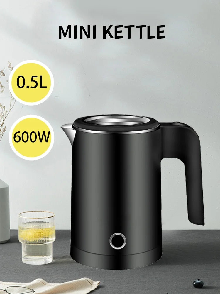 Travel Electric Kettle 500ML Stainless Steel Portable Water Boiler for Tea Coffee Family Hotel Kitchen Smart Travel Kettle