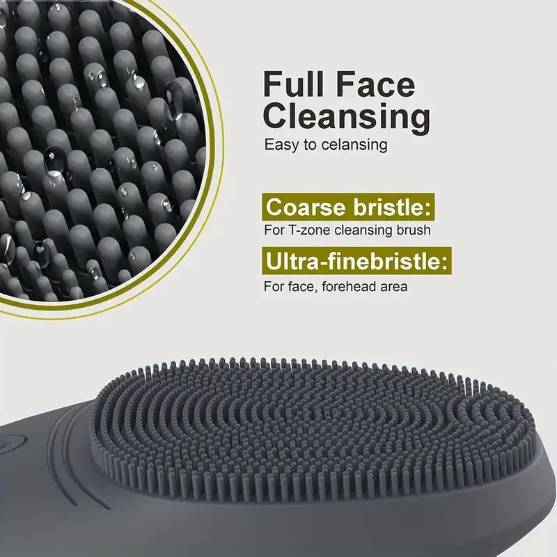 Electric Silicone Facial Cleansing Brush with Deep Pore Cleaning, Cooling Function, Exfoliation for Men & Women, Battery-Powered