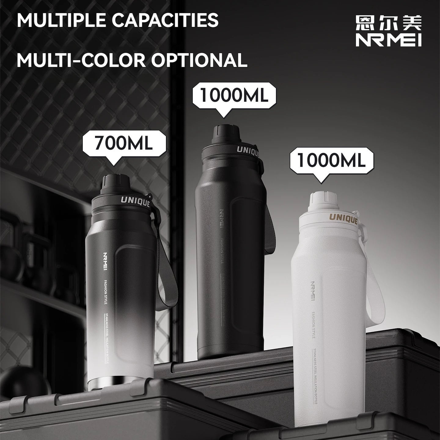 1L Insulated Stainless Steel Bottle Thermos Water Cup Qutdoor Sports with Handle Vacuum Double Wall Flasks